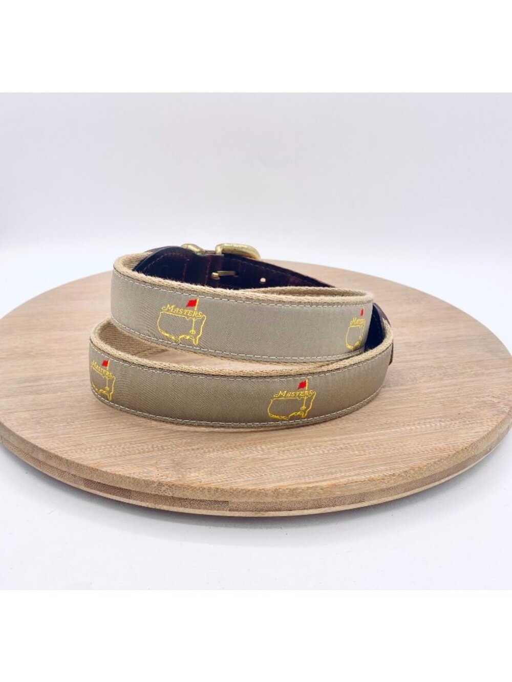 Vintage Masters Golf Belt Womens 32 Brown Full Grain Leather Nylon Brass Buckle - Picture 6 of 12